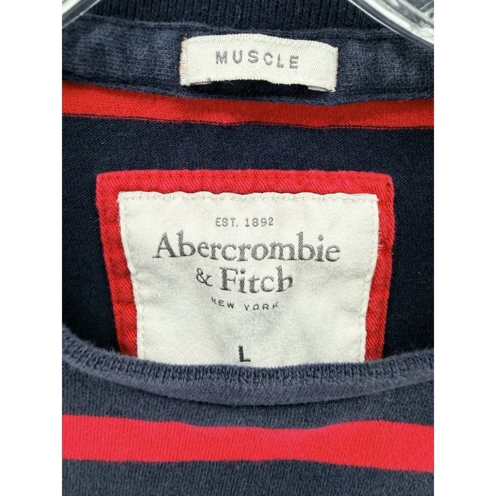 Ambercrombie‎ Kids Boys Large Long Sleeve Muscle Blue And Red Stripped Shirt